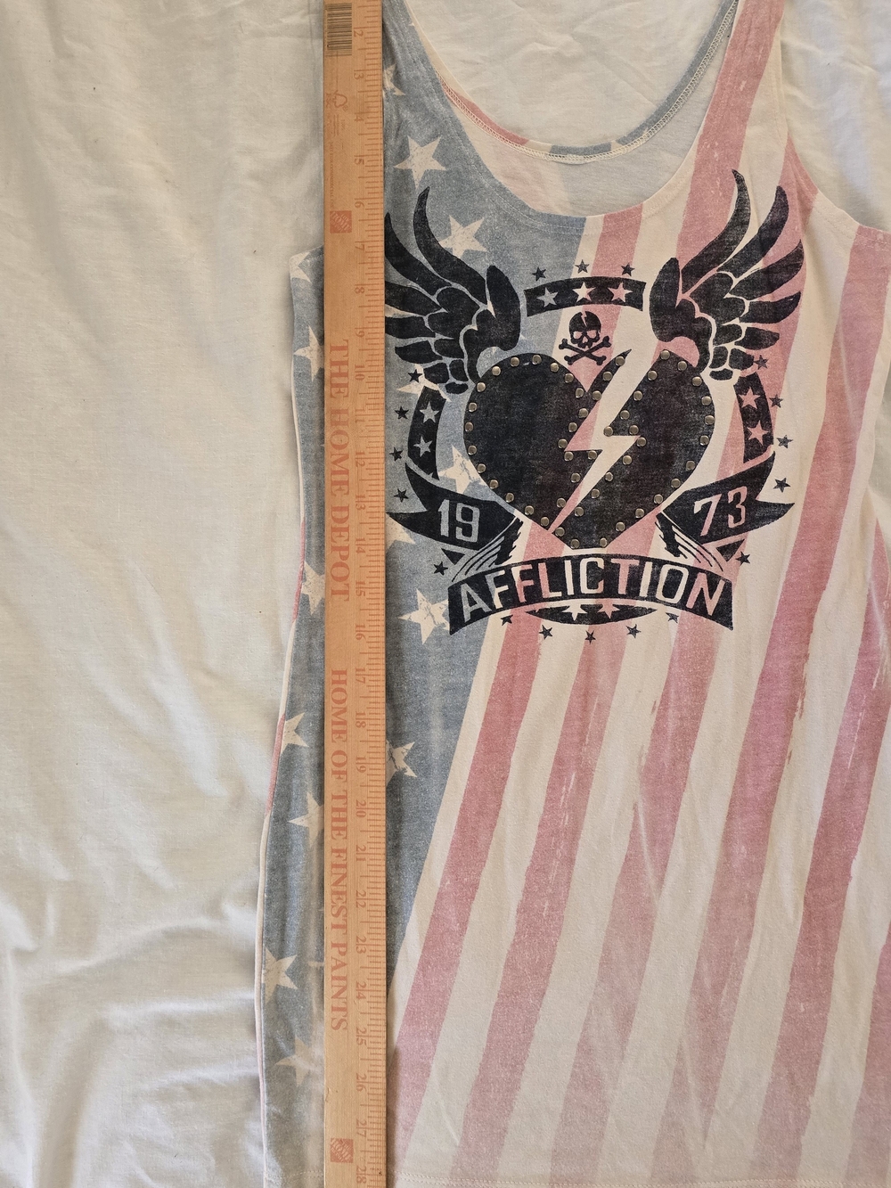 Affliction Women's Flag Graphic Tank Dress in Faded Blue & Pink - Picture 4 of 5